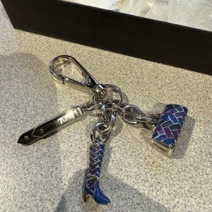 Cole Haan bag clip blue purple patchwork new in box